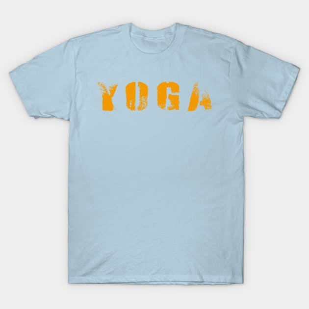 Golden Yellow Spray Painted Style YOGA Design T-Shirt by Gregorous Design